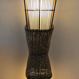 Vintage rattan and raffia floor lamp
