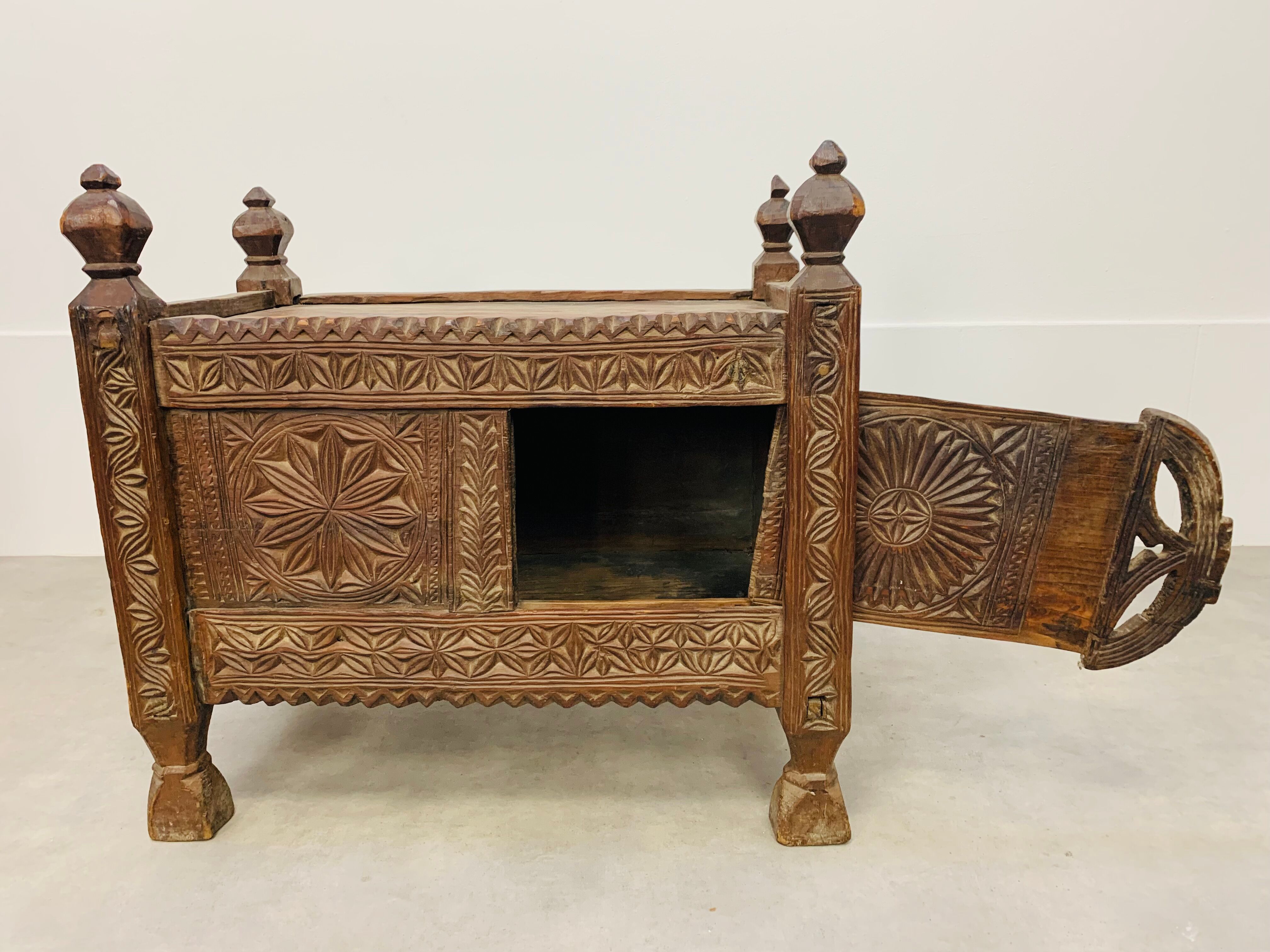 Old oriental wedding chest solid wood primitive design