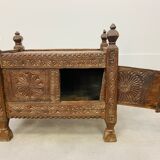 Old oriental wedding chest solid wood primitive design