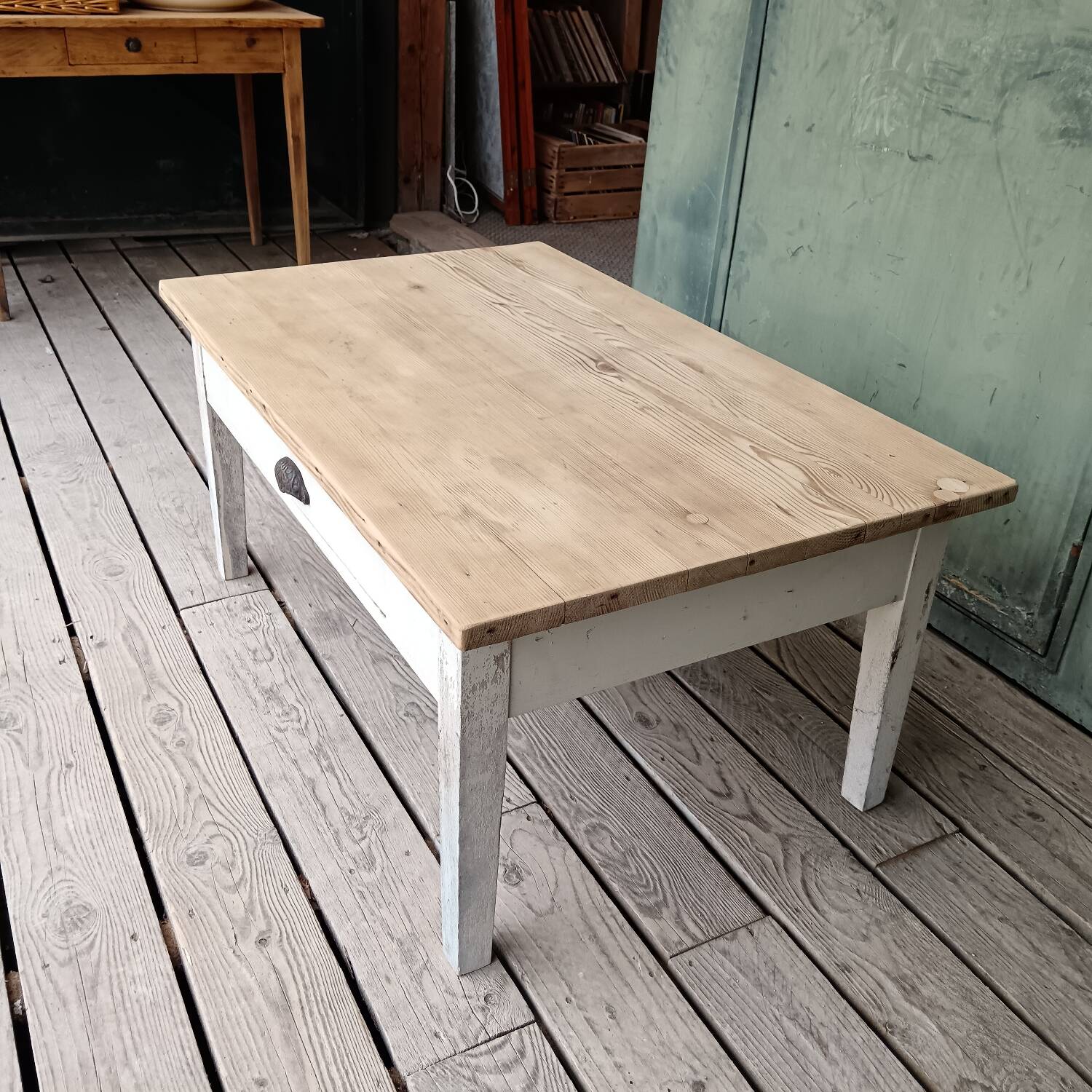 Wooden coffee table / patinated