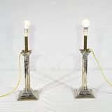 Paire de Flambeaux Électrifiés en Métal Argenté – Milieu XIXe