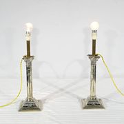 Paire de Flambeaux Électrifiés en Métal Argenté – Milieu XIXe