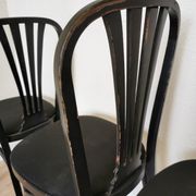 Set of 4 Vintage Black Wooden Dining Chairs: STOL Kamnik, 70s, Yugoslavia