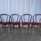 Set of 6 Vintage Bentwood Dining Chairs Set: 1970s , Red Uphols