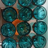 Set of 12 blue stemmed glasses