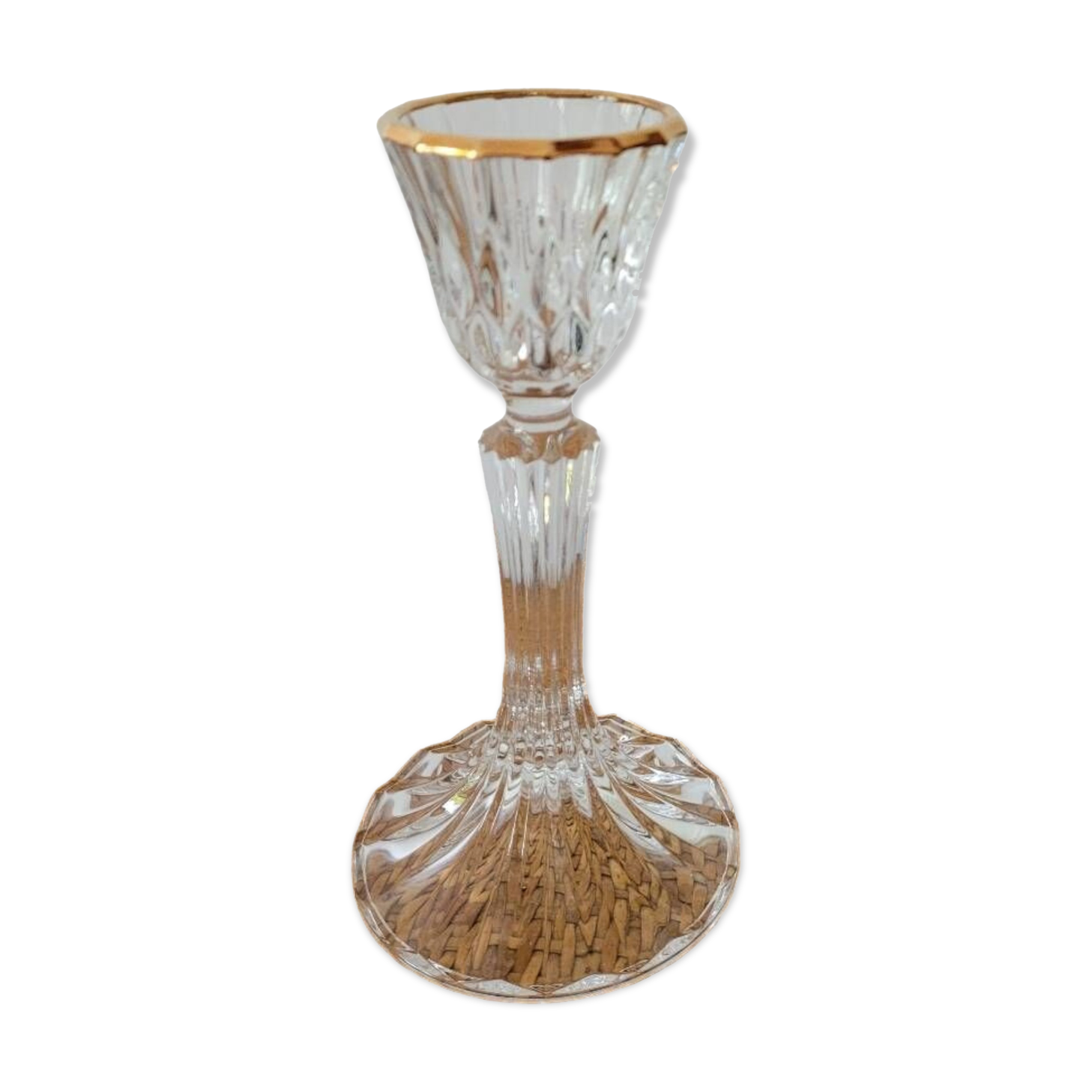 Crystal candlestick with golden rim