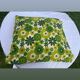 Cushion cover, green lotus flowers, vintage 1970