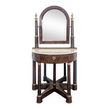 Rare coiffeuse demi à fond de glace époque Empire