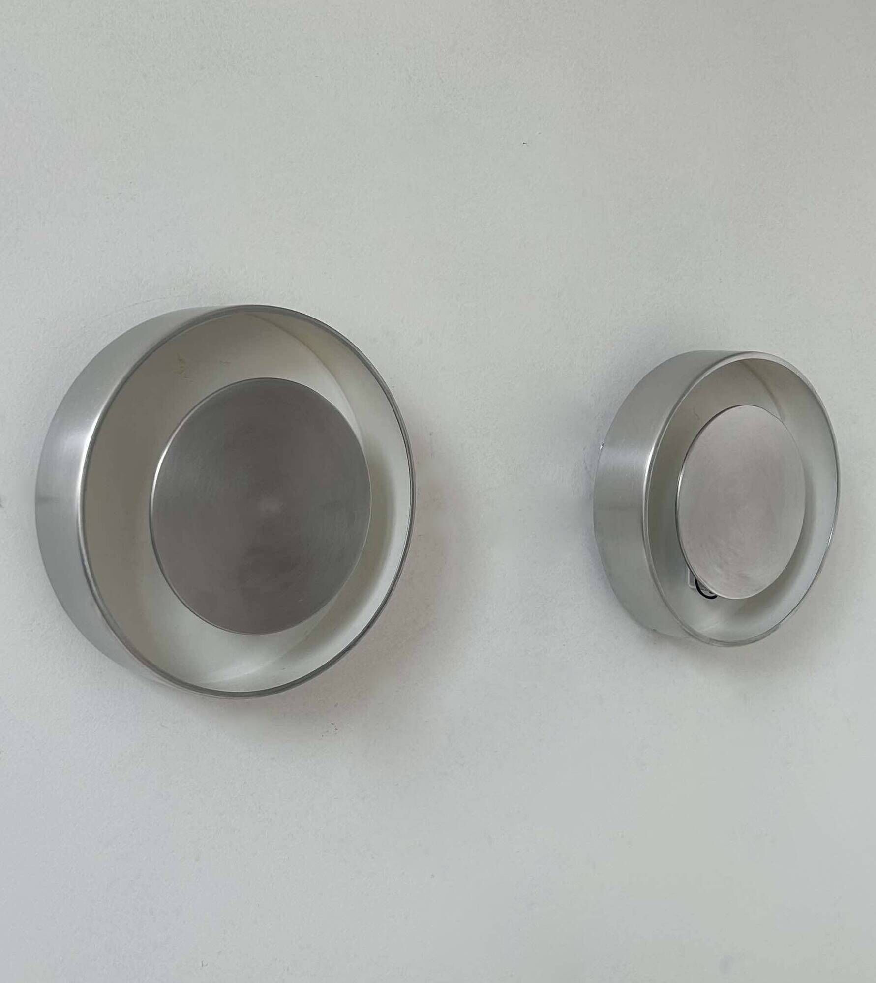 Pair of vintage wall lights, brushed metal, France 1970