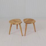 Pair of sculptural mid-century stools in pine by Norsk Husflid 1960s Norway