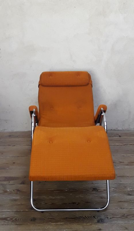 Deckchair Lama chrome vintage fabric