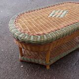 Table basse - Osier - Rotin - vert rouge brun