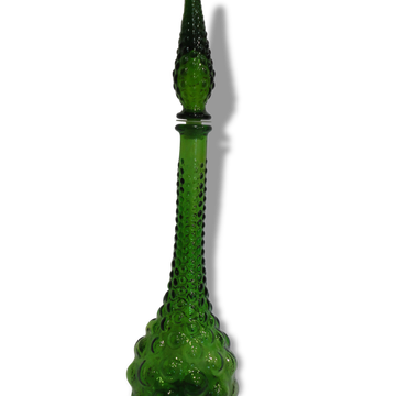 Carafe "bulles" en verre vert