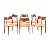 Set of 6 chairs vintage model 71 by N.O.Moller