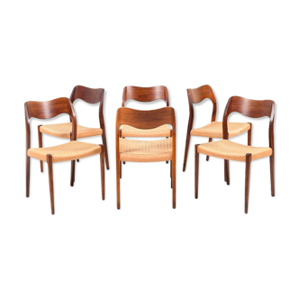 Set of 6 chairs vintage model 71 by N.O.Moller