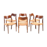 Suite de 6 chaises vintage modèle 71 par N.O.Moller