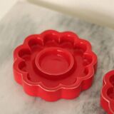 Pair of red Swedish candle holders designed by Gustavsberg