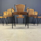 Wicker chairs by Frederick Weinberg, 1960s, set of 6