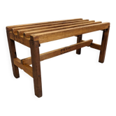 Wooden slatted display bench or support, France circa 1960.