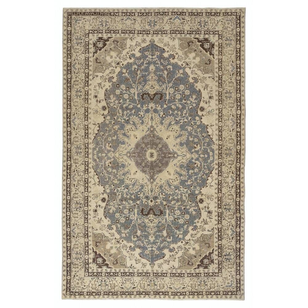 Vintage Turkish Wool Rug. Hand-Knotted Area Carpet for Country Farmhouse Decoration