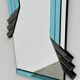 Postmodern geometric mirror with blue & dark gray smoked glass, 1980s