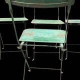 Lot de 8 chaises pliantes industrielles en métal peint vert