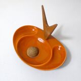 old ceramic and asymmetrical wood pipe ashtray