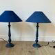 Pair of classic navy blue wooden lamps 57x25 very beautiful