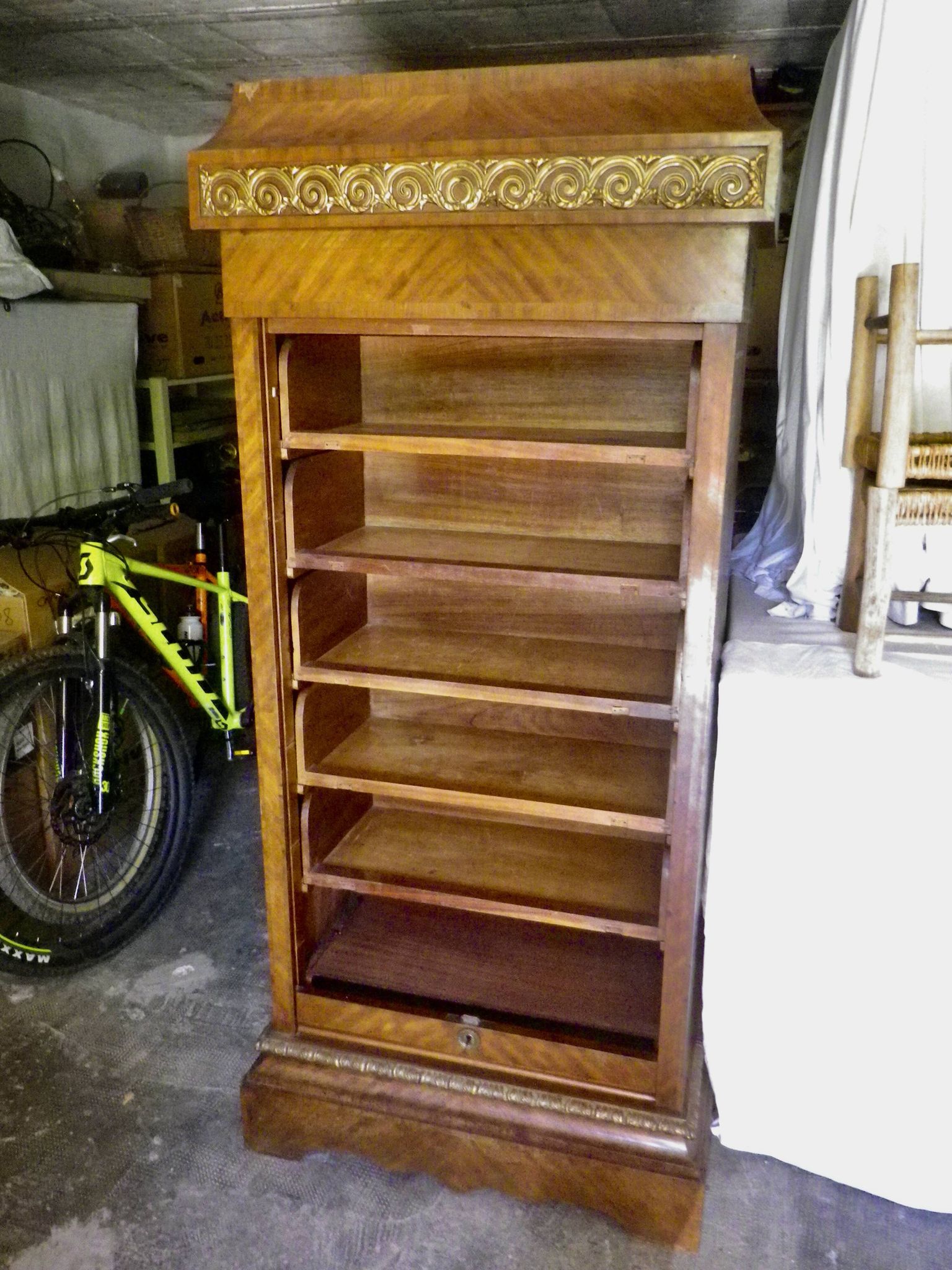 Curtain cabinet filing cabinet old mahogany and gilded bronze office furniture