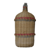 Ancienne gourde de pèlerin en rotin lourdes