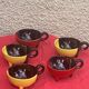 5 cups and 5 saucers signed Luc vallauris vintage