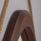 VINTAGE 1970S OVAL WALL MIRROR IN WOOD, ITALIAN DESIGN