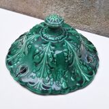 Hanging planter in green earthenware