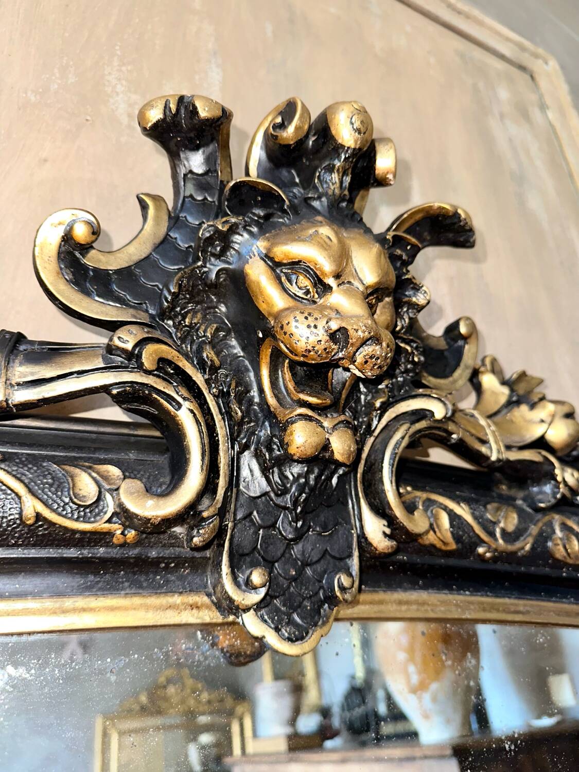 Antique Napoleon III pediment mirror