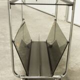 Serving Echts Kristall Spiegelglas Parsol 1980 smoked glass and chrome