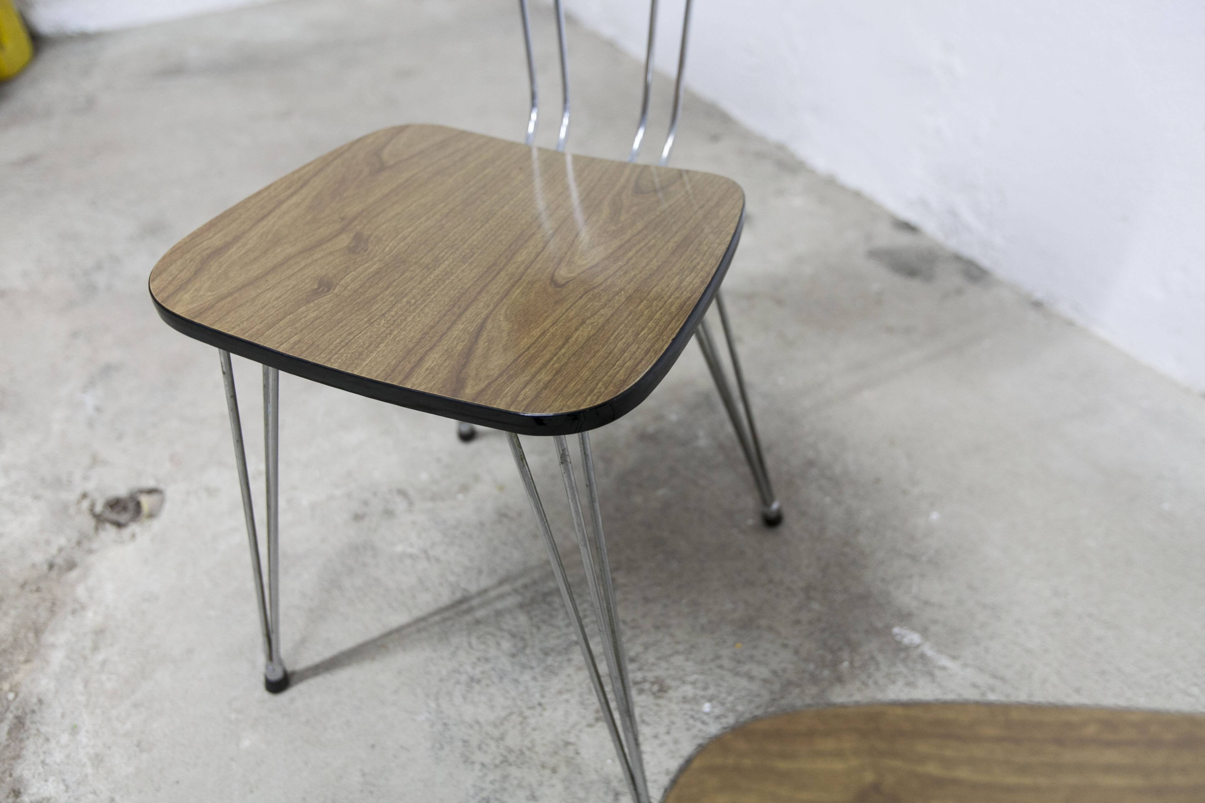 Pair of Formica 1970 brown Eiffel feet chairs