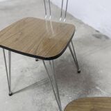 Paire de chaises Formica 1970 pieds Eiffel marron