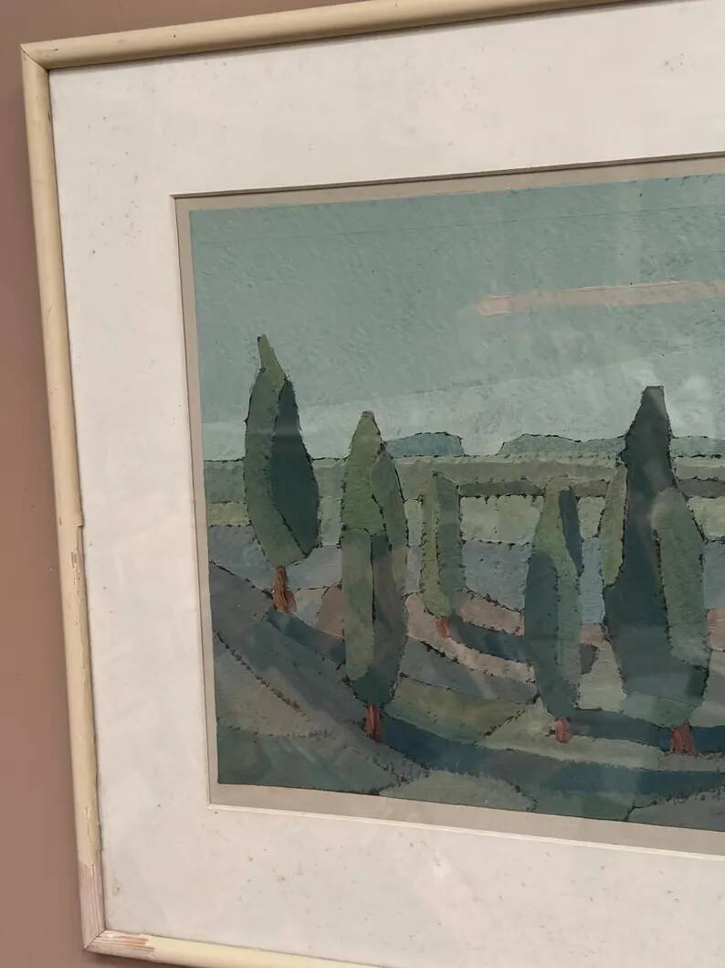 Original Swedish Oil on Paper – “Trees” by Gunnar Fohlin – Signed –
