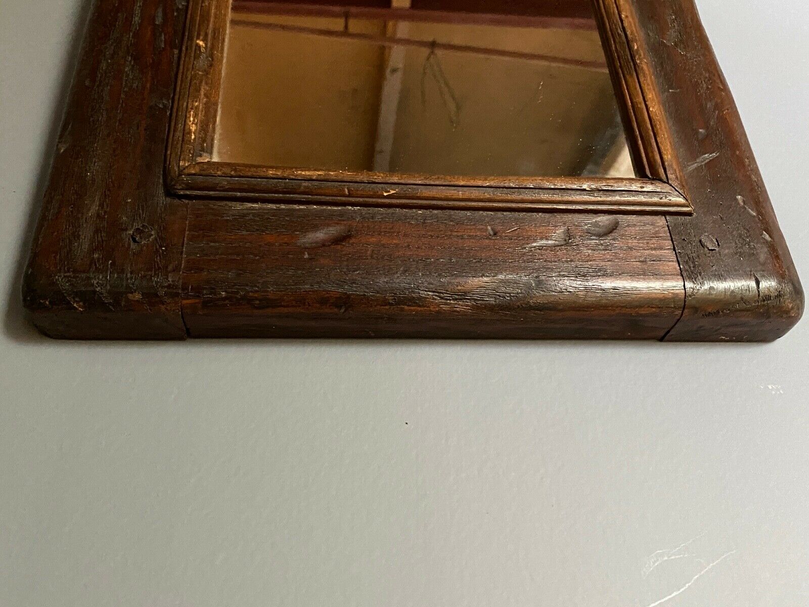 Brutalist mirror 1970 chene wood 33x44cm