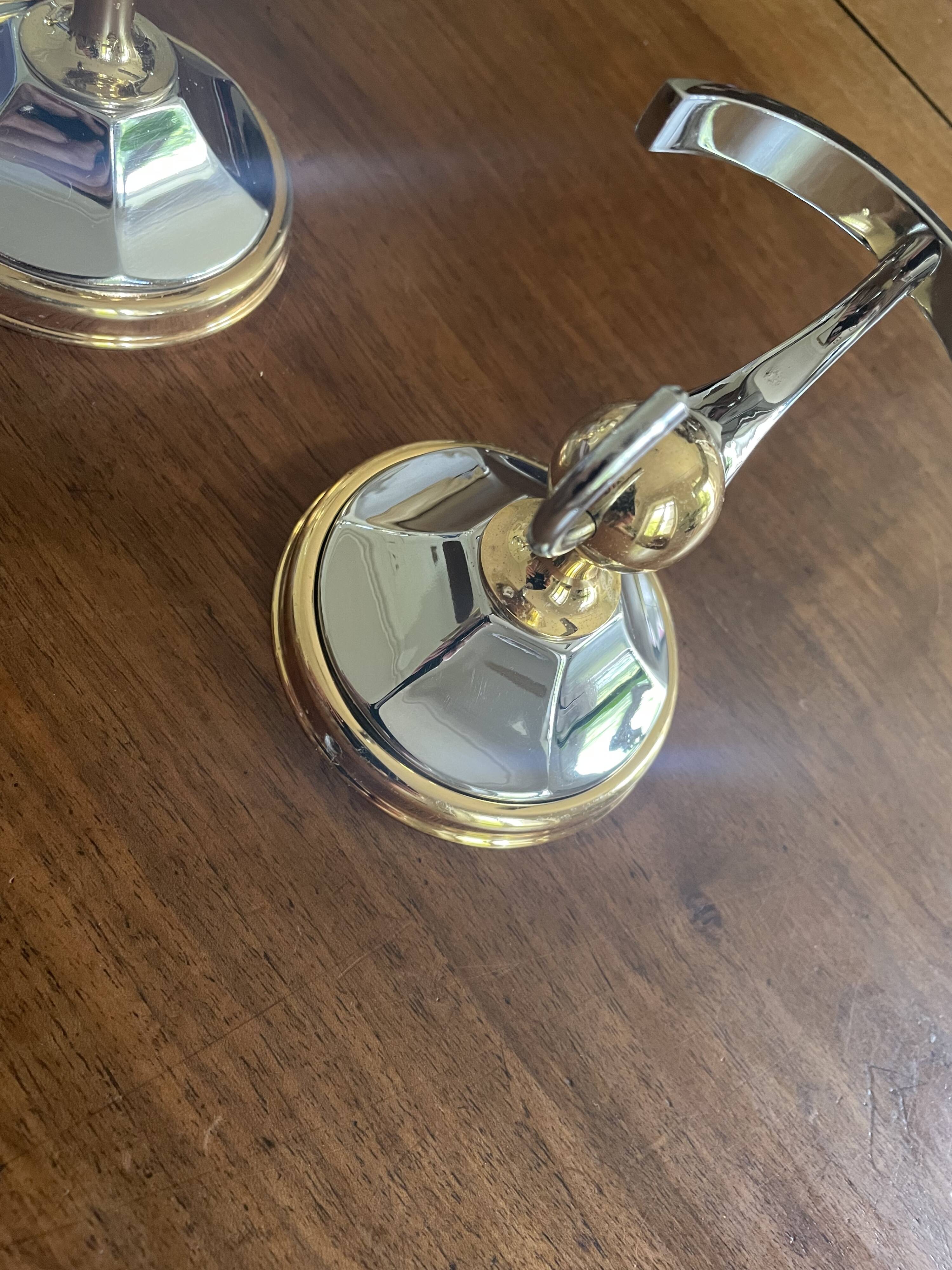 Chrome and gold metal coat rack