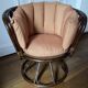Vintage rattan and wicker swivel chair