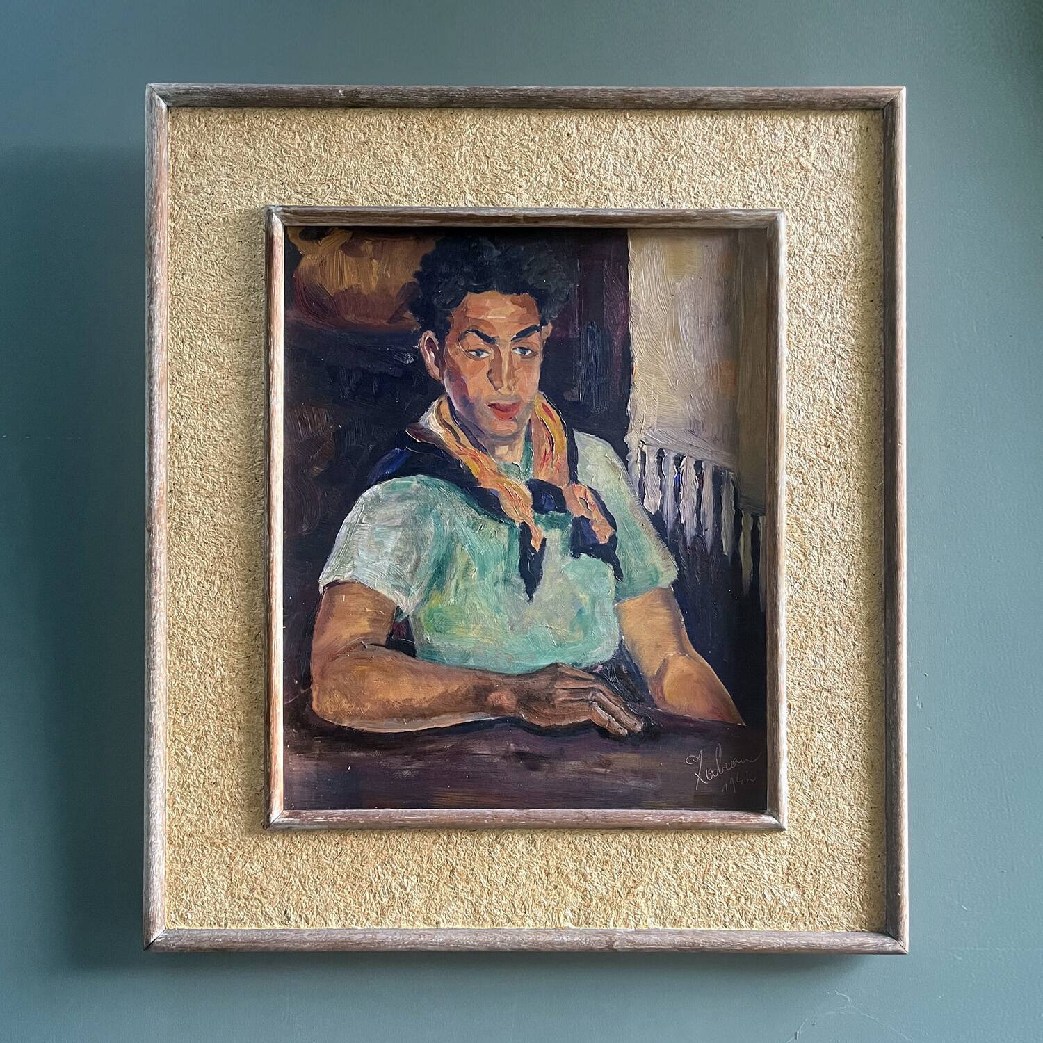 Painting 1942 "The Young Man with the Scarf"