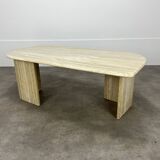 Table basse travertin rectangle bords arrondis