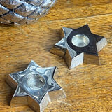 Pair of candlesticks, Star of David, silver-plated metal