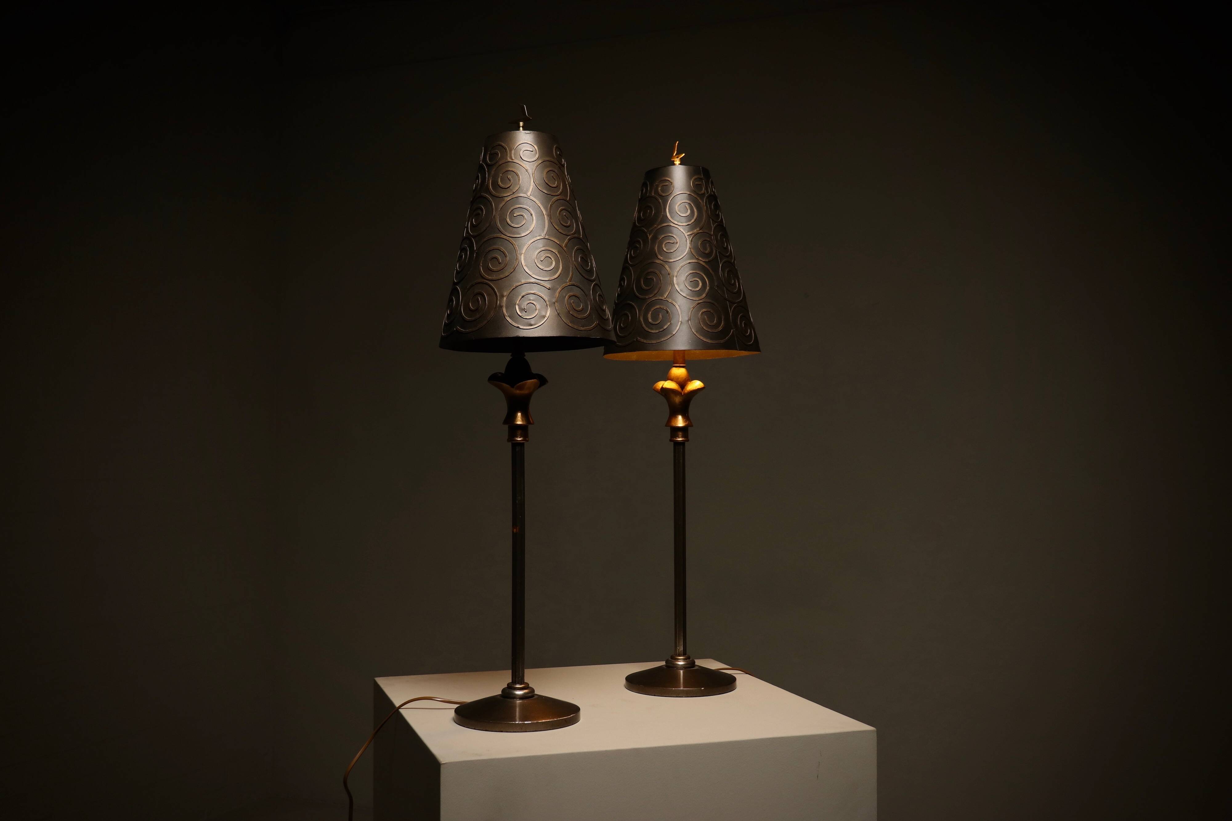Impressive pair of table lamps by Lam Lee for Leeazanne, 1990s