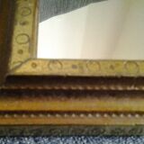 Vintage mirror in brass and wood 15x25cm