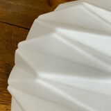 Designer pendant light with geometric opaline glass globe, mid-20th century