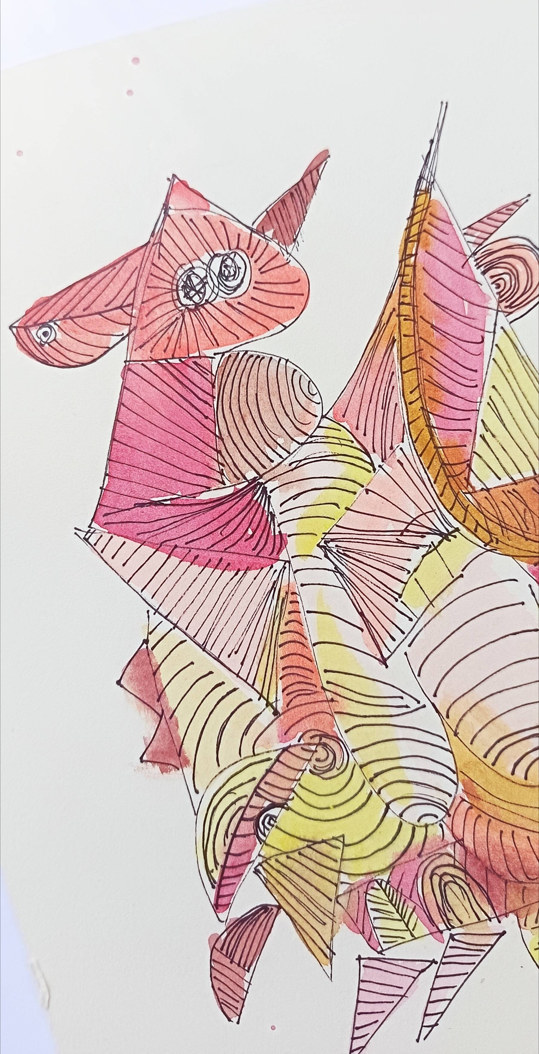 Peinture abstraite colorée – Acrylique sur papier – 24 × 34 cm