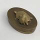 Bronze brass turtle box Decorative jewelry box vintage 50s oval lid