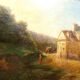 Old Dutch School Painting Countryside and Peasants
